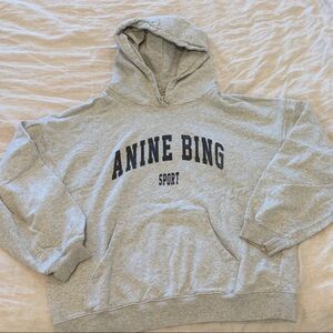 Anine Bing Light Gray Logo Hoodie